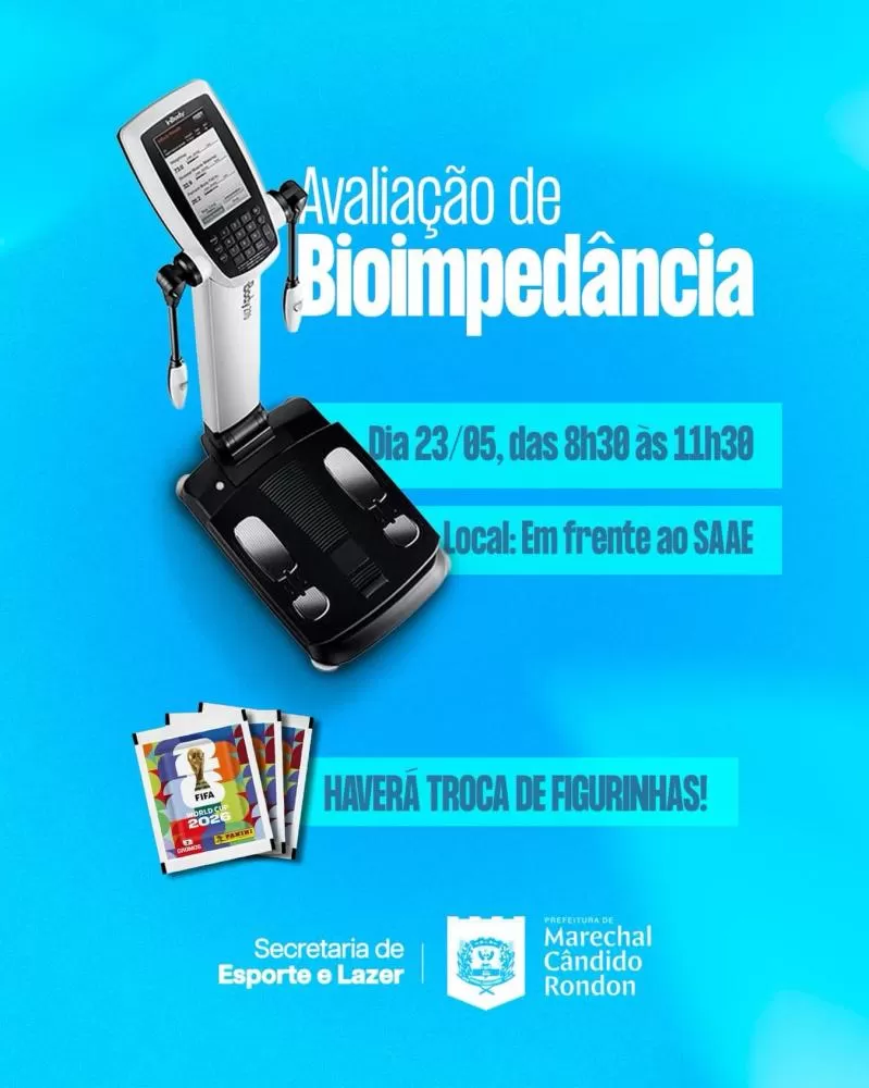 Secretaria de Esporte e Lazer promove avaliação gratuita de bioimpedância neste sábado em Marechal Rondon