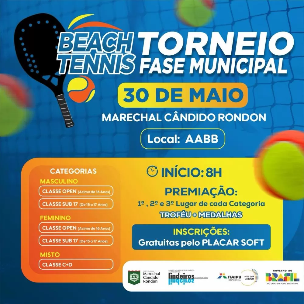 Marechal Rondon sediará Torneio Municipal de Beach Tennis no dia 30 de maio