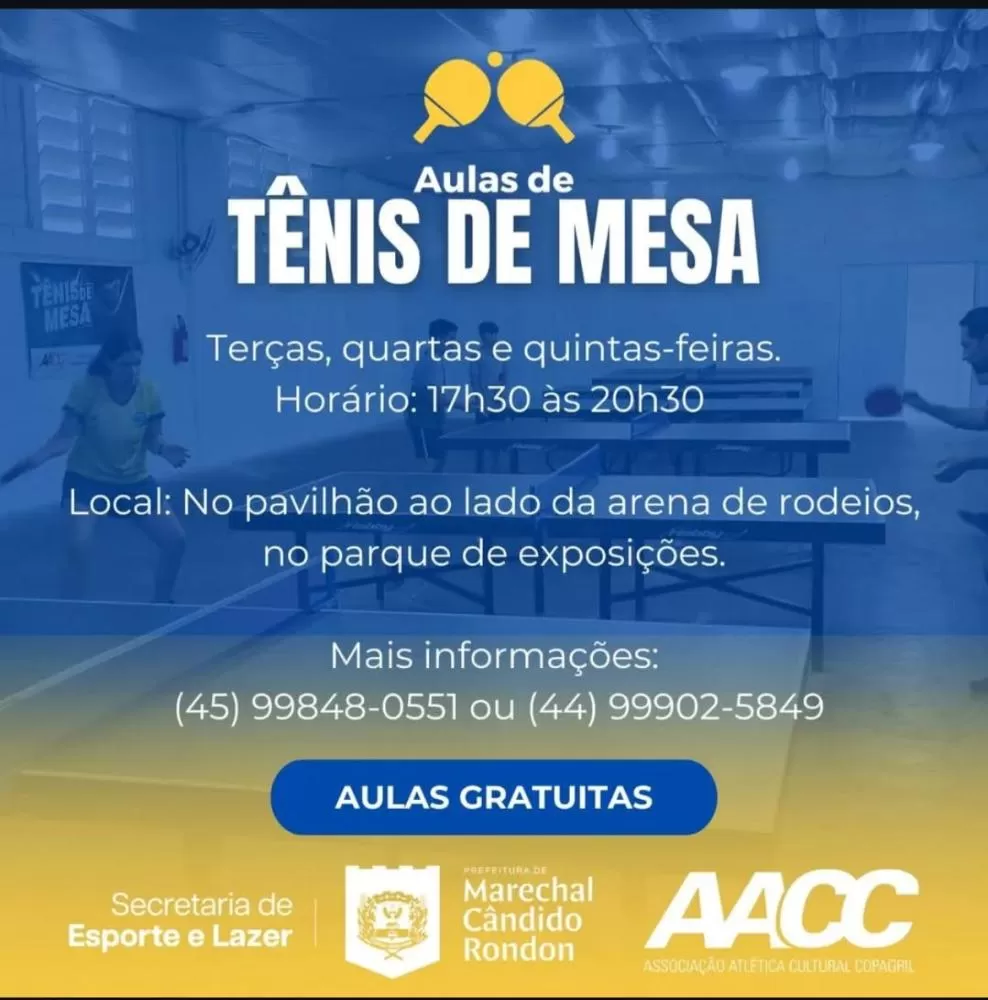 AACC oferece aulas de Tenis de mesa gratuito a comunidade