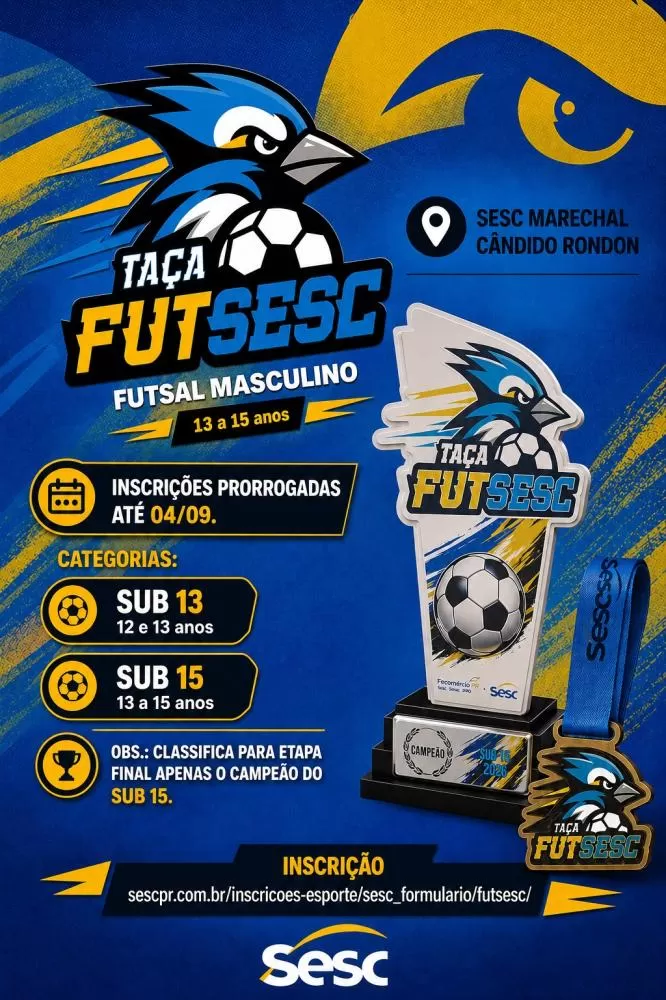 TAÇA FUT SESC 2026 AMPLIA CATEGORIAS E JÁ TEM SEIS EQUIPES CONFIRMADAS
